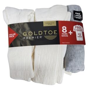 Gold Toe Premier  Men's Crew Socks -  (8 Pairs) With Size Large Gray Tshirt